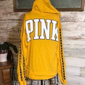 PINK Victoria’s Secret yellow and black hoodie sweatshirt size small trendy​​